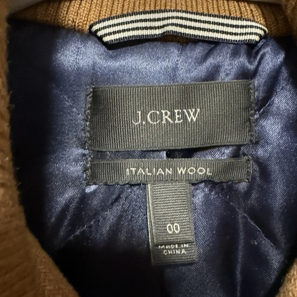 J. Crew Lodge Full-ZIp Coat in Camel Italian Stadium-cloth Wool Size 00 - Picture 4 of 5
